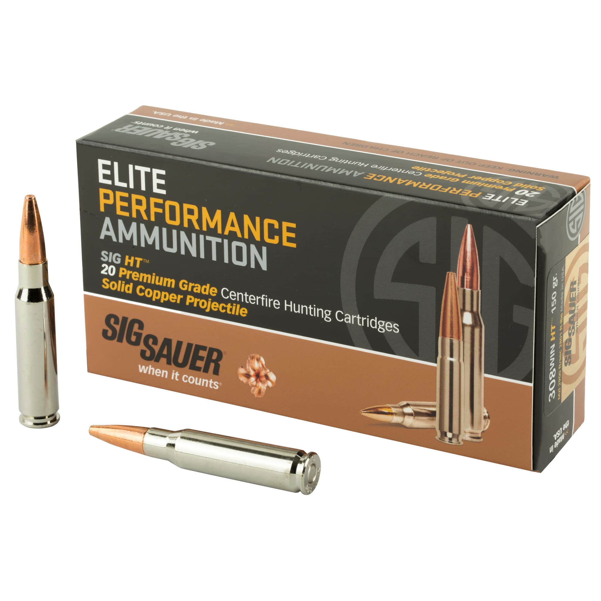 Sig Sauer Elite Copper Hunting .308 Winchester Copper Solid 150 Grain 20 Rounds