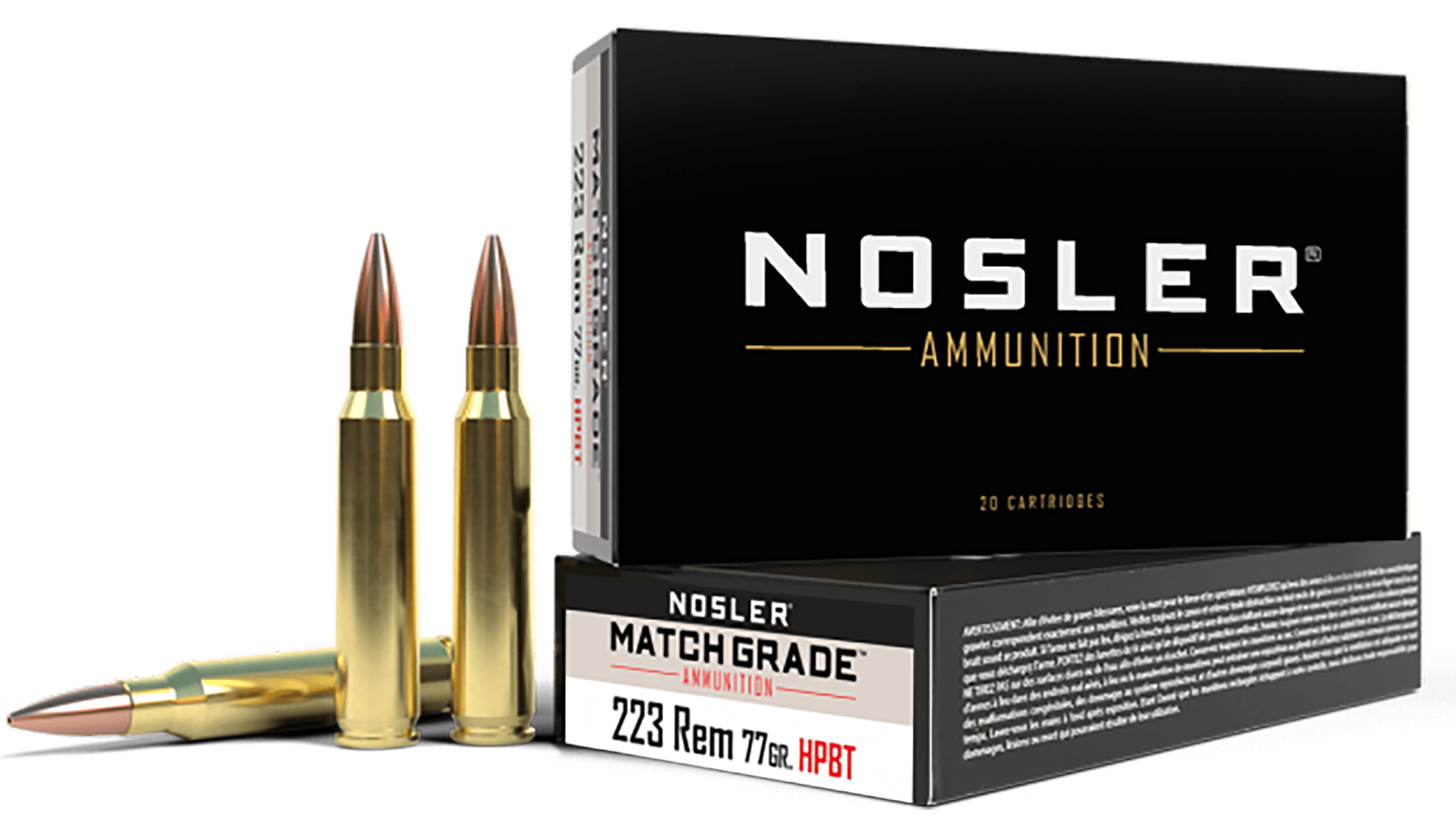 Nosler Match Grade 223 Remington Custom Competition Hpbt 77 Grain 20 Rounds