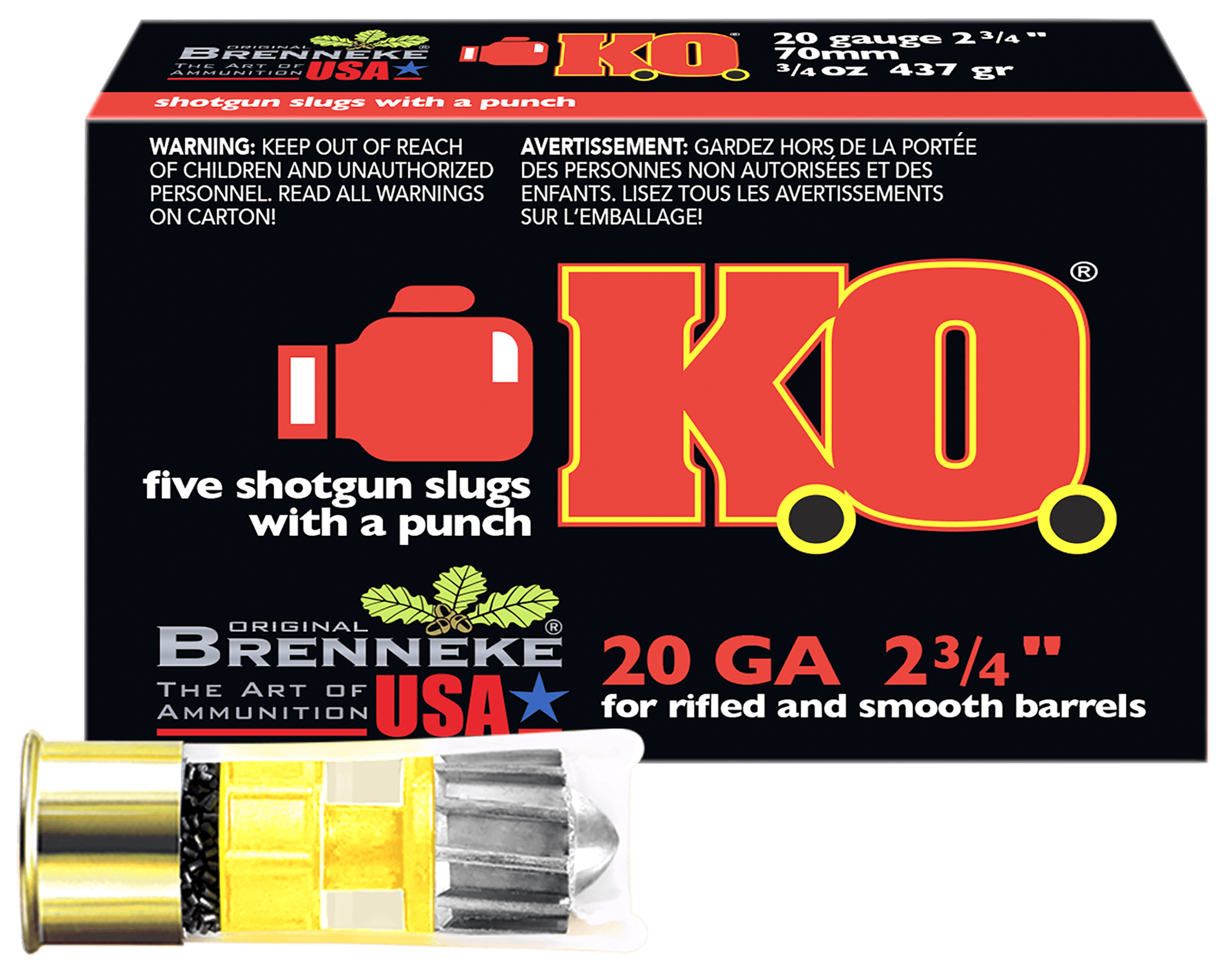 Brenneke KO Slugs 20 ga. 2 3/4 in. 3/4 oz. 5 rd.