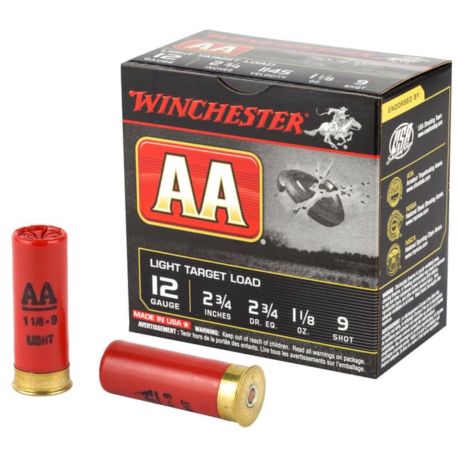 Winchester Aa Light Target Load, 12 Gauge, Lead Shot, 1 1/8 oz, 25 Rounds