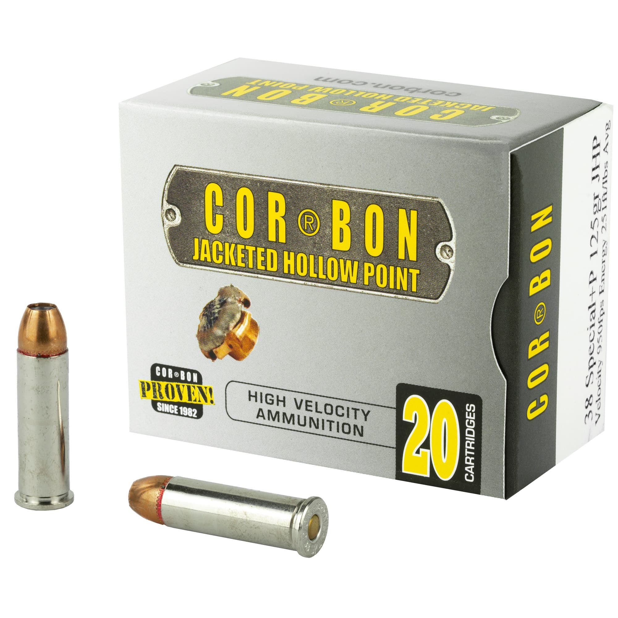 Corbon Self-Defense JHP Handgun Ammunition .38 Spl (+P) 125 gr JHP 1125 fps 20/box