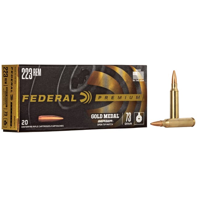 Federal Gold Medal 223 Remington Berger Open Tip Match 73 Grain 20 Rounds