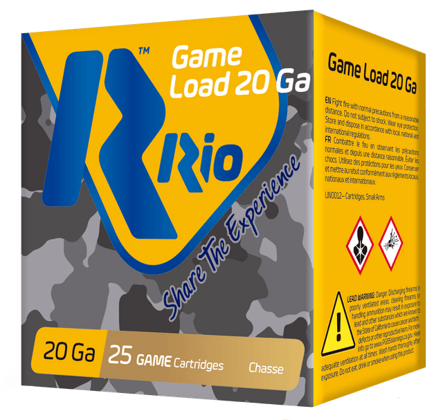 Rio Ammunition RC2075 Game Load  20Gauge 2.75" 1oz 7.5Shot 25 Rounds