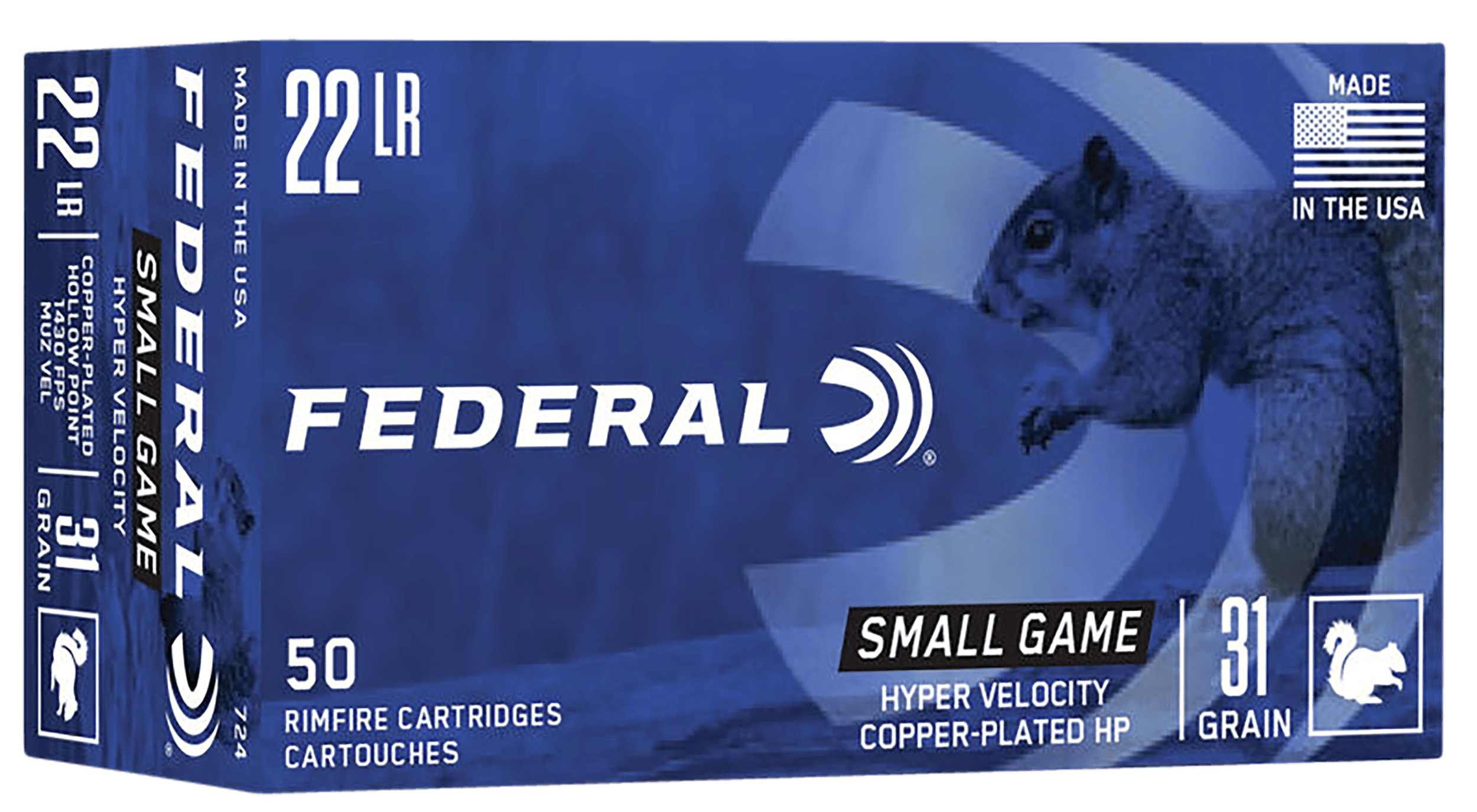 Federal Game-Shok 22 Long Rifle Copper Plated Hollow Point 31 Grain 50 Rounds