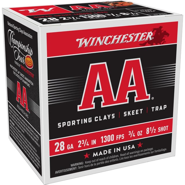 Winchester AA Sporting Clay 28 Gauge Lead Shot 3/4 oz 25 Rounds