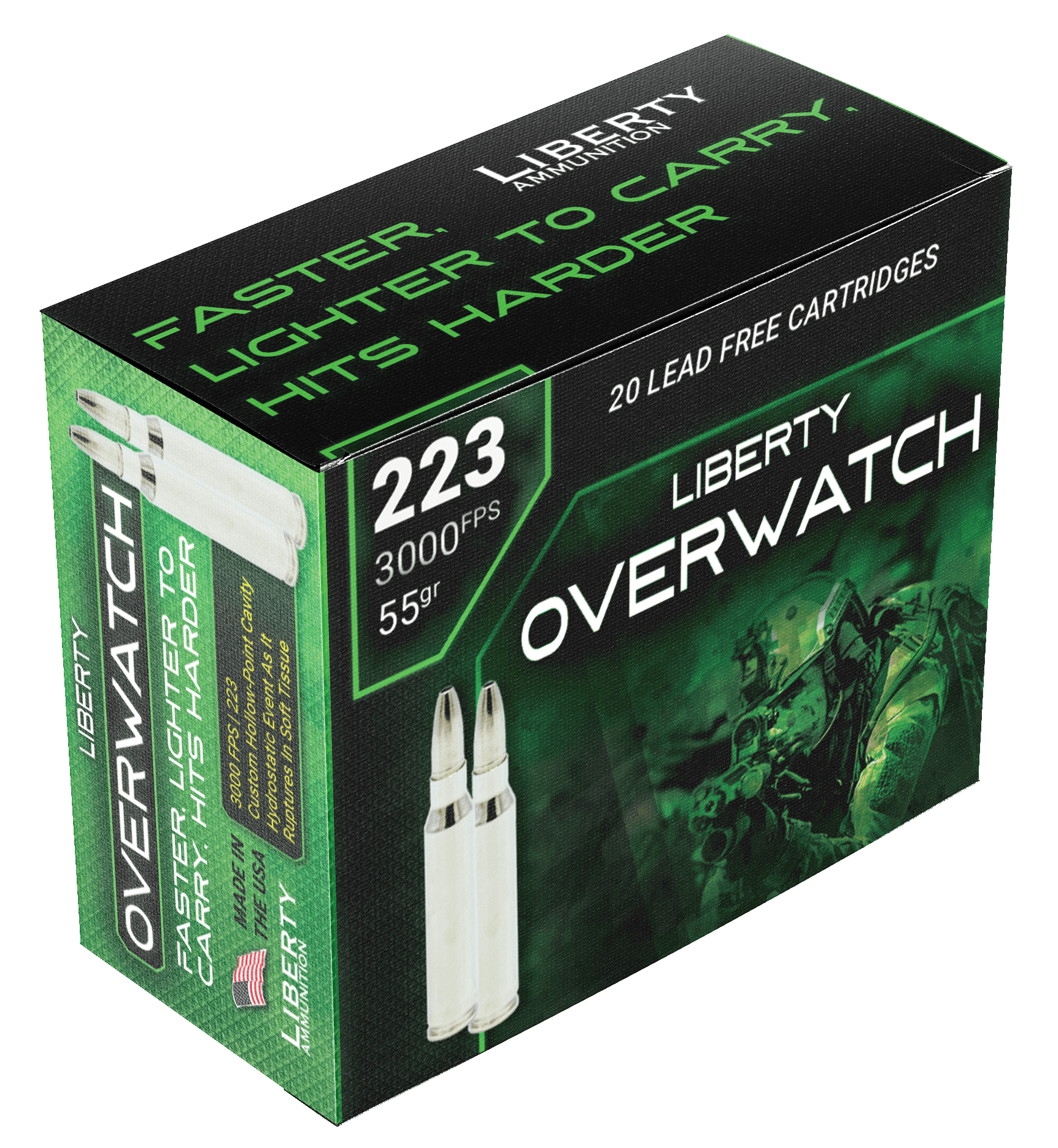 Liberty Ammunition LAOW223553000 OverWatch  223Rem 55gr 20 Rounds
