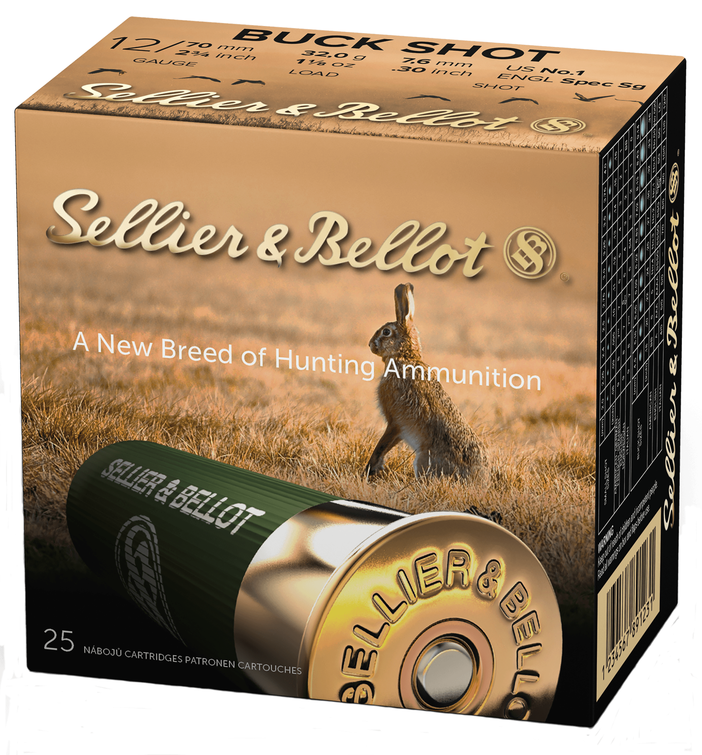 Sellier & Bellot SB12BSF 12 Gauge Buckshot 1 1/8 Ounce 25 Rounds