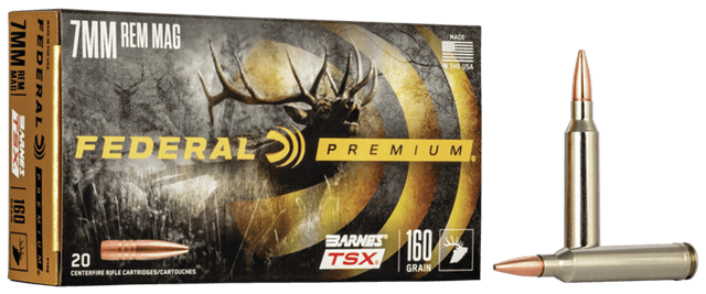 Federal Premium 7mm Remington Magnum Barnes TSX 160 Grain 20 Rounds