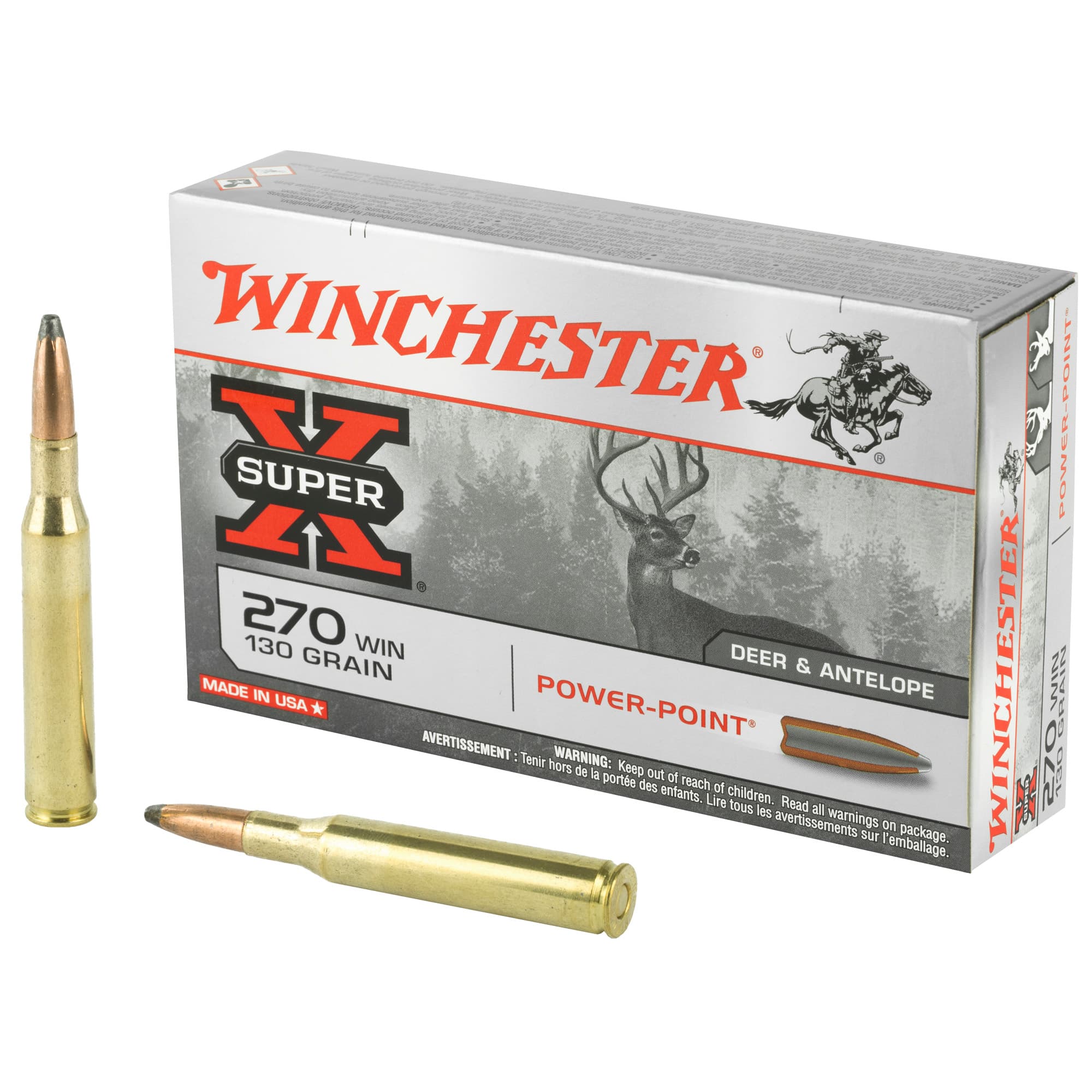Winchester Super-X Rifle Ammo 270 Win 130 gr. Power-Point 20 rd.