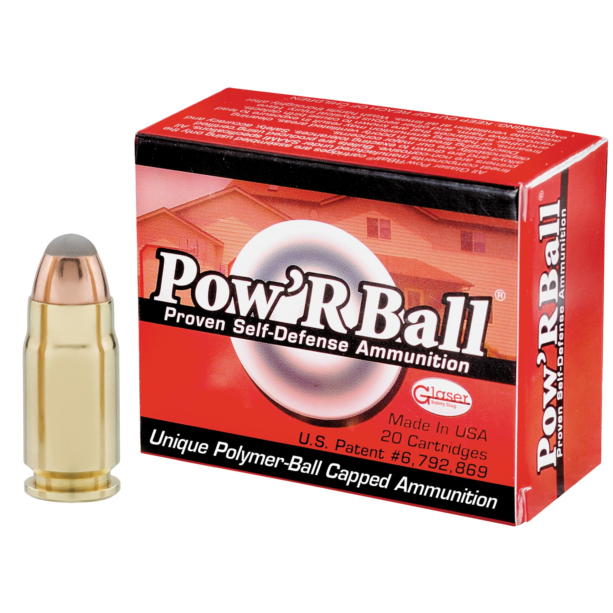 Glaser Pow'RBall Handgun Ammunition .357 SIG 100 gr JHP 1600 fps 20/box