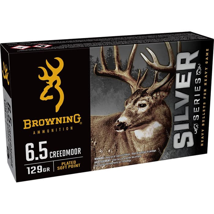Browning Ammo B192600651 Silver 6.5Creedmoor 129gr Plated Soft Point 20 Rounds
