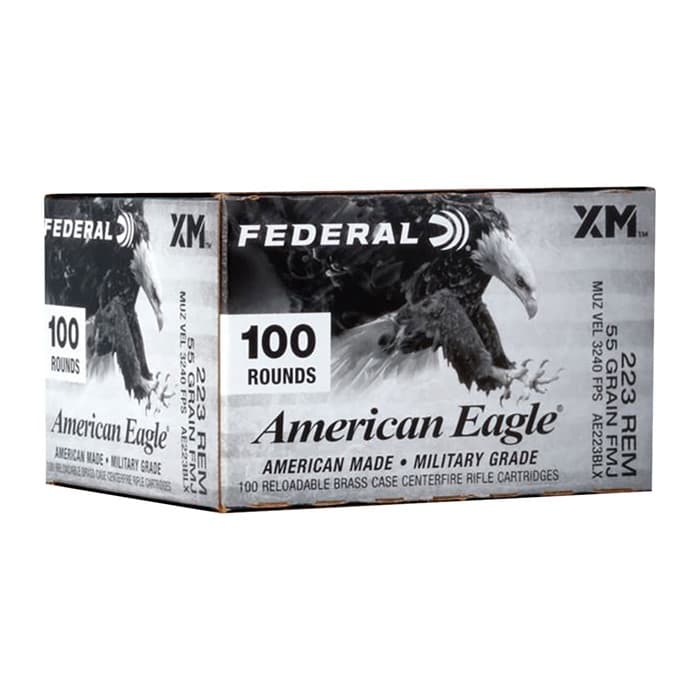 Federal American Eagle 223 Remington FMJ Boat Tail 55 Grain 100 Rounds