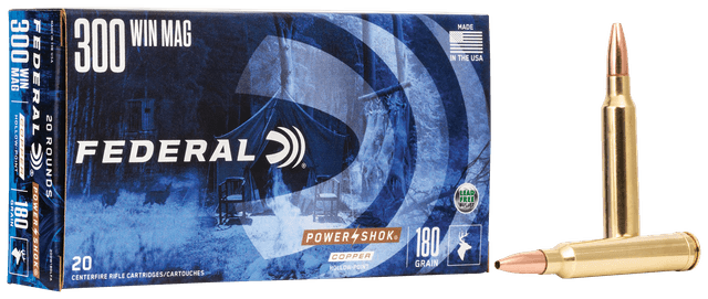 Federal Power-Shok Copper 300 Winchester Magnum Copper Hollow Point 180 Grain 20 Rounds