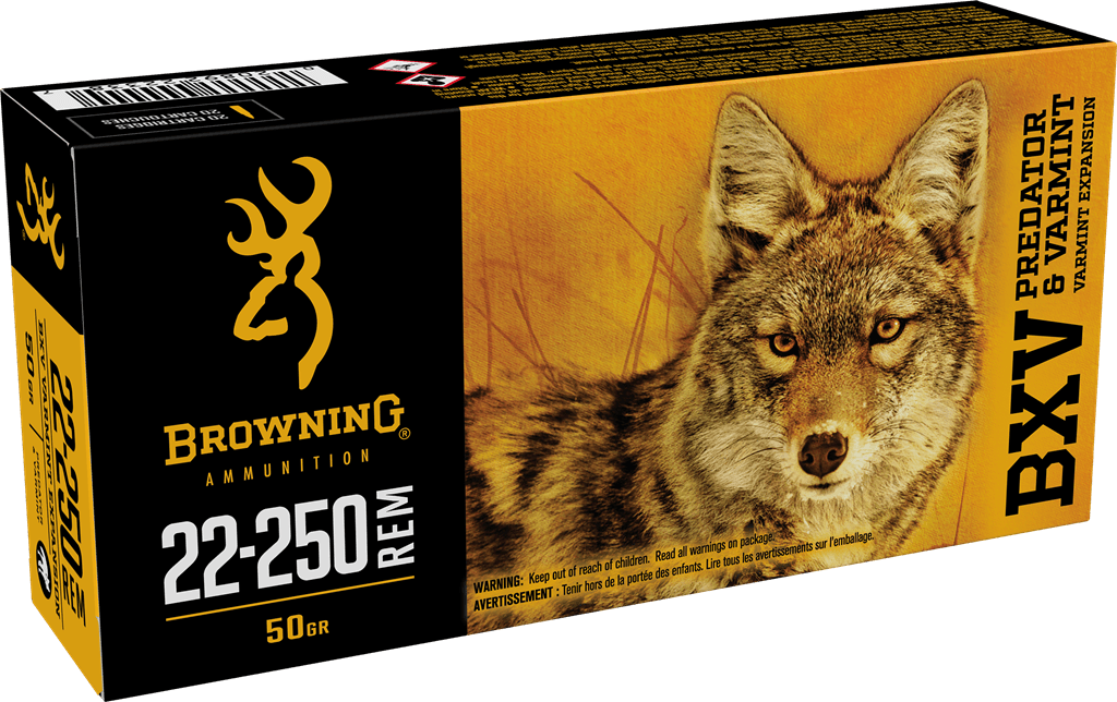 Browning BXV Predator Varmint 22-250 Remington Varmint Expansion Polymer Tip 50 Grain 20 Rounds