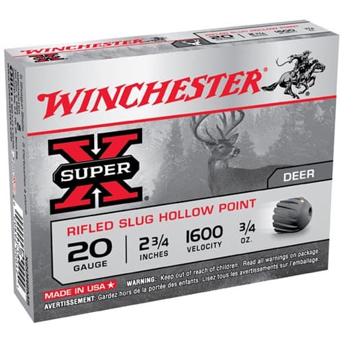 Winchester Super X 20 Gauge Rifled Slug 3/4 Ounce 15 Rounds