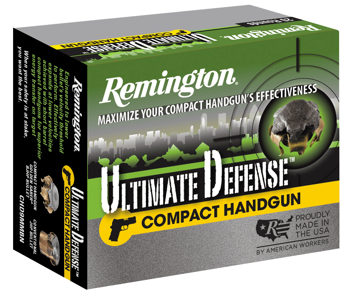 Remington Ultimate Defense 45 ACP Brass Jacketed Hollow Point 230 Grain 20 Rounds