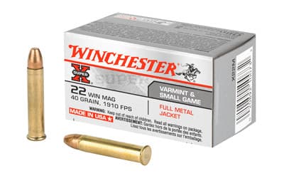 Winchester, Super-X, 22 Winchester Magnum Rimfire, Full Metal Jacket, 40 Grain, 50 Rounds