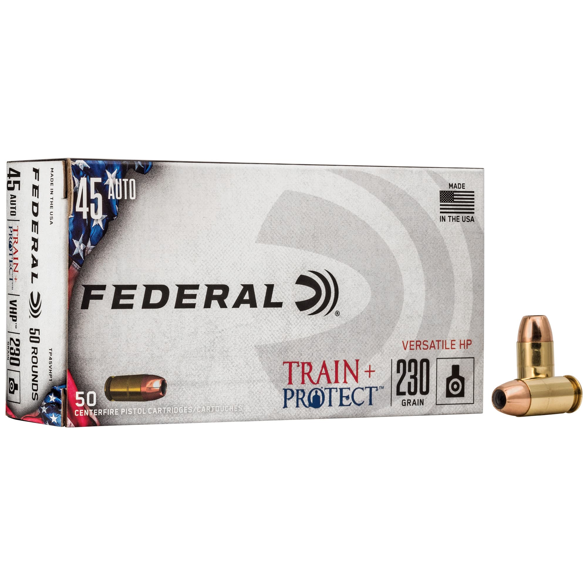 Federal Train + Protect 45 ACP Versatile Hollow Point 230 Grain 50 Rounds