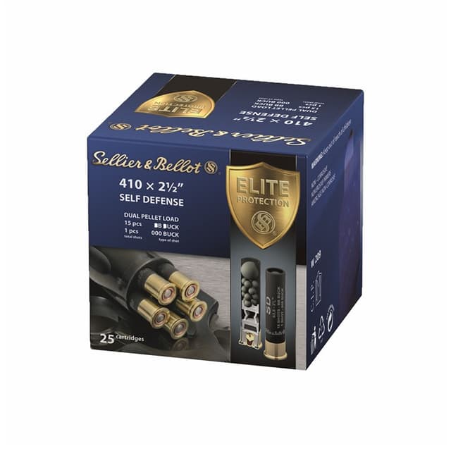 Sellier & Bellot SB410SDA Self Defense 410Gauge 2.50" 15 Pellets 1/2oz 000Buck Shot 25 Rounds