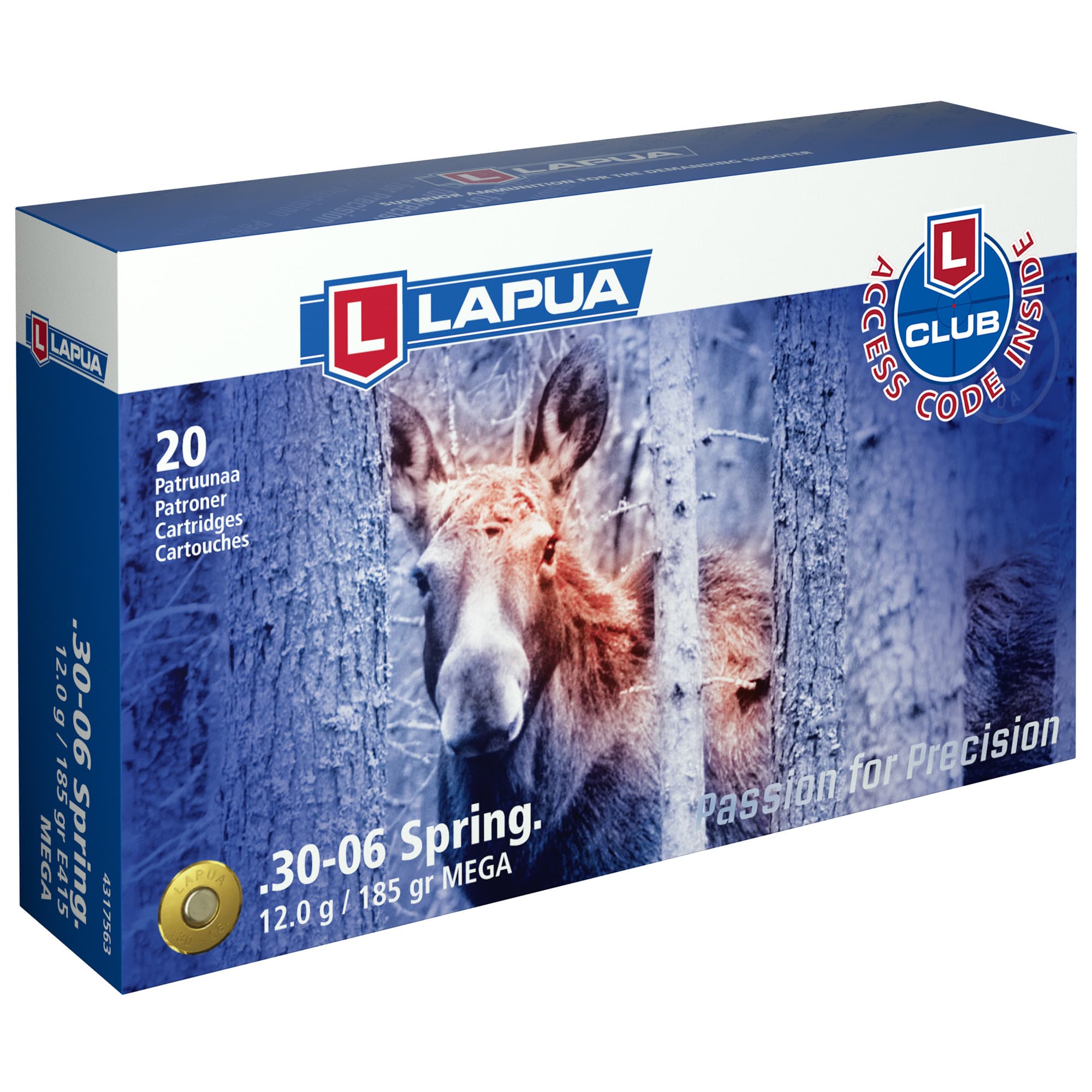 Lapua Rifle Ammo  30-06 Springfield 185gr Mega Soft Point bx/20