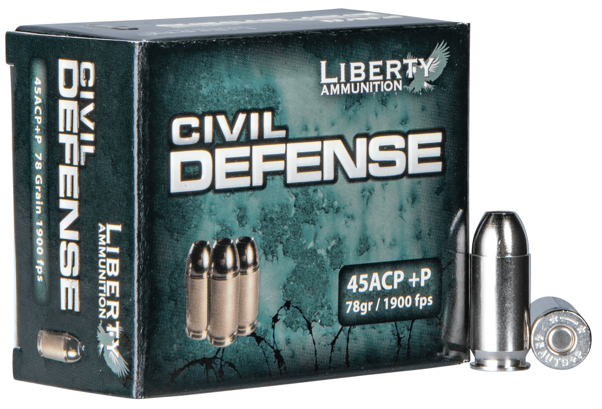 Liberty Ammunition LACD45013 Civil Defense  45ACP+P 78gr Lead Free Fragmenting Hollow Point 20 Rounds