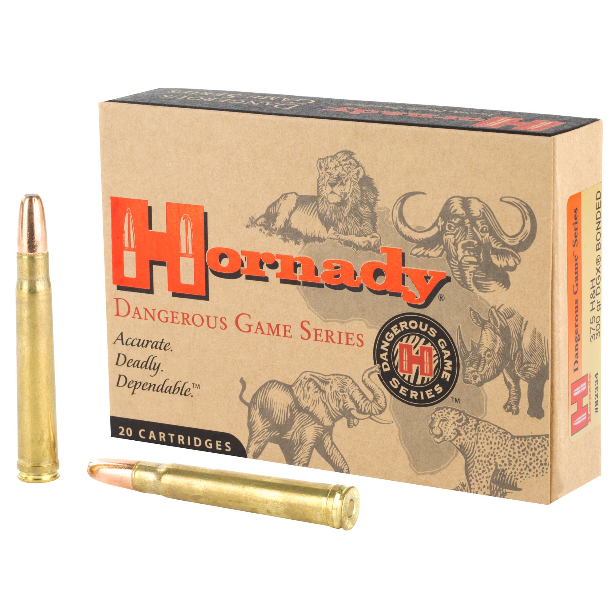 Hornady Dangerous Game 375 H&H Magnum DGX Bonded 300 Grain 20 Rounds
