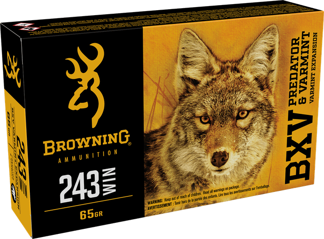 Browning BXV Predator & Varmint 243 Winchester Varmint Expansion Polymer Tip 65 Grain 20 Rounds