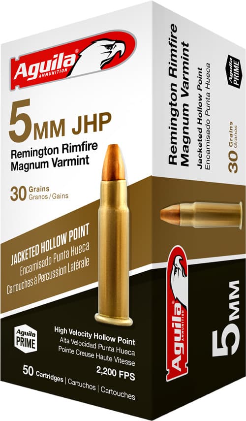 Aguila, Special Rimfire, 5mm Remington Magnum, Jacketed Hollow Point, 30 Grain, 50 Rounds