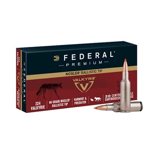 Federal 224 Valkyrie 224 Remington 60 Grain Ballistic Tip 20 Rounds