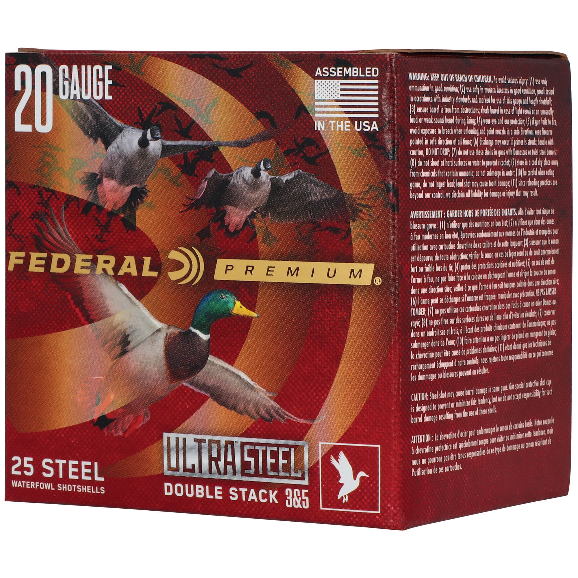 Federal PWUX Premium 20 Gauge 1 oz Steel Shot 25 Rounds