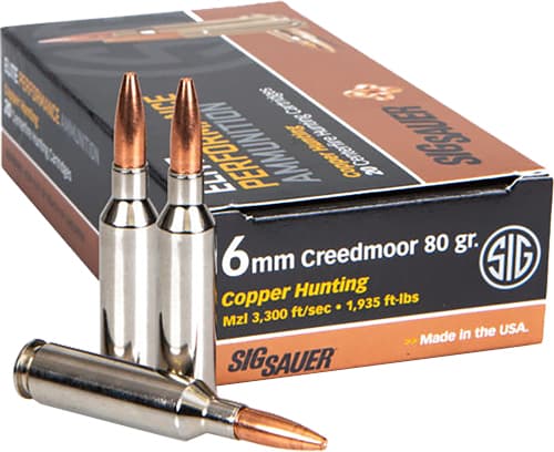 Sig Sauer Elite Hunting 6mm Creedmoor Copper Solid 80 Grain 20 Rounds