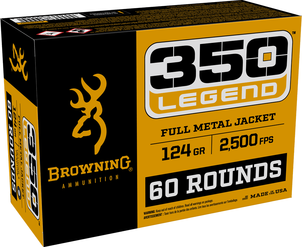 Browning Ammo B192803502 350 Legend Full Metal Jacket 124 Grain 60 Rounds