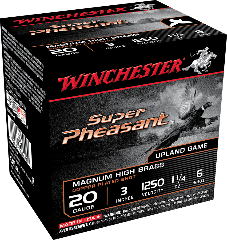 Winchester Super Pheasant 20 Gauge Plated Lead Shot 1 1/4 Ounce 25 Rounds