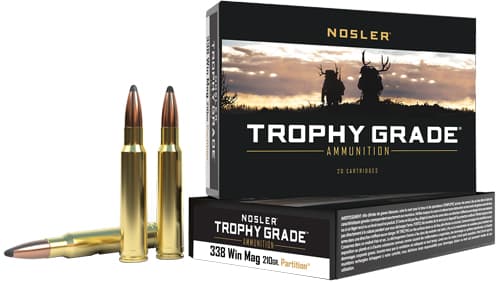 Nosler Trophy Grade 338 Winchester Magnum Partition Spitzer 210 Grain 20 Rounds