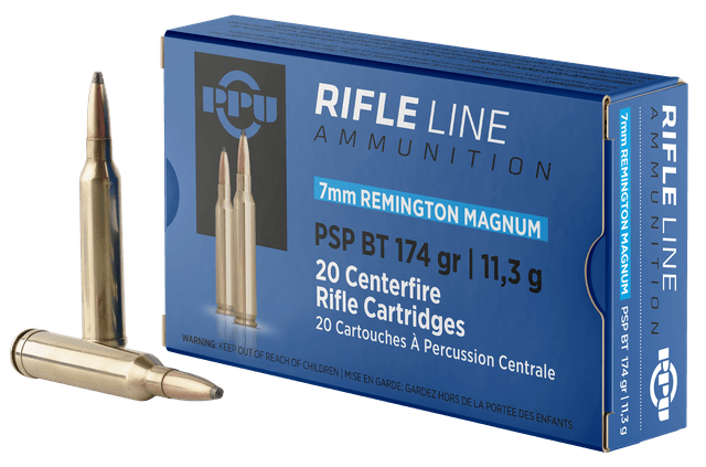 Prvi Partisan PPU PP7RM2 7mm Remington Magnum Pointed Soft Point Boat Tail 174 Grain 20 Rounds