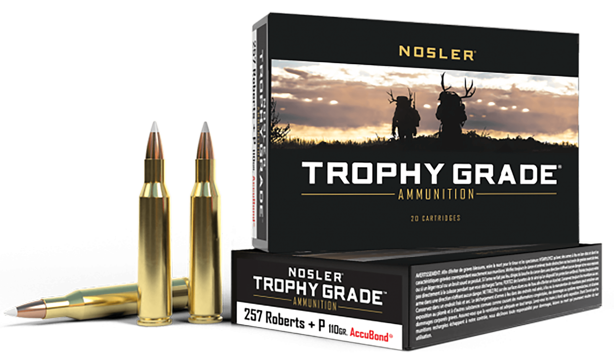 Nosler, Trophy Grade, 257 Roberts +P, AccuBond Soft Point, 110 Grain, 20 Rounds