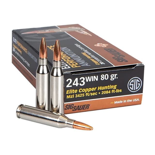 Sig Sauer E243H120 Elite Copper Hunting 243Win 80gr Copper Solid 20 Rounds