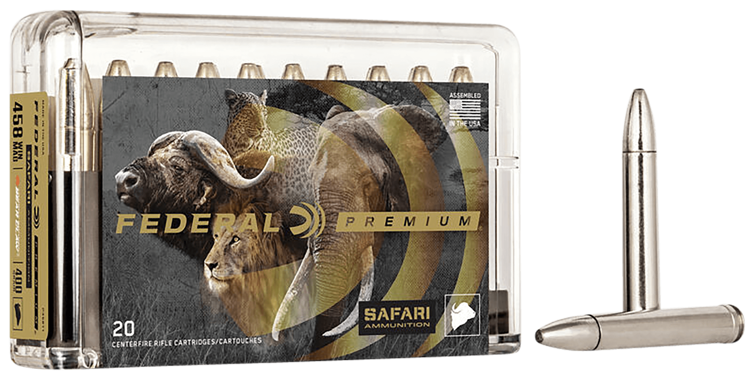 Federal Premium Safari Cape-Shok 458 Winchester Magnum Trophy Bonded Bear Claw 400 Grain 20 Rounds