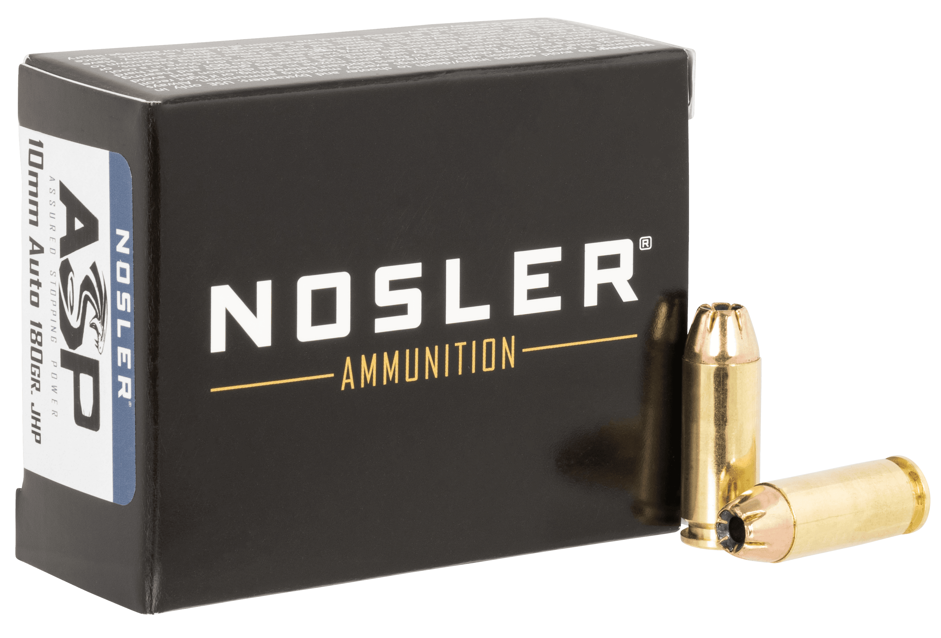 Nosler, Asp Handgun Ammo, 10mm Auto, Jacketed Hollow Point, 180 Grain, 20 Rounds