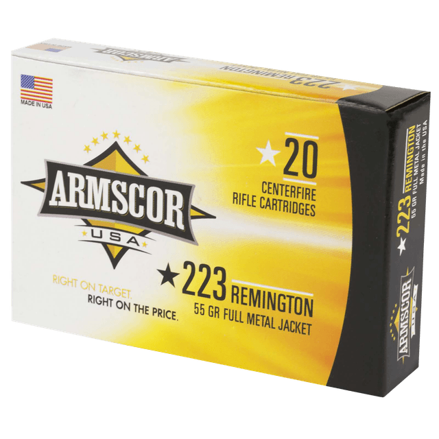 Armscor Range Rifle Ammo 223 Remington Full Metal Jacket 55 Grain 20 Rounds