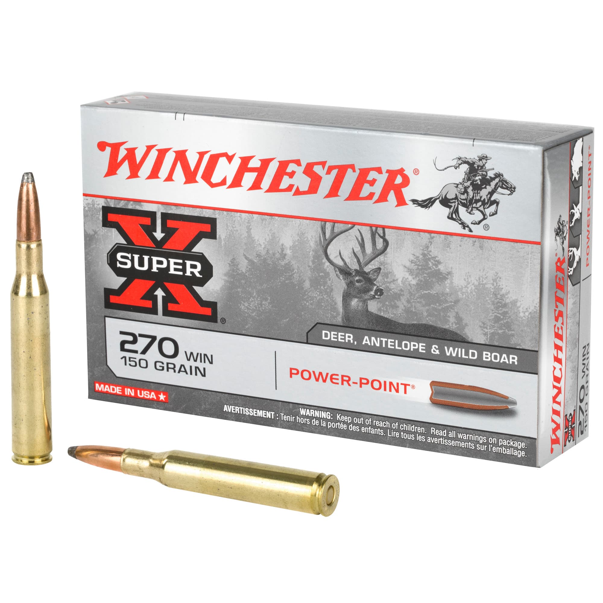 Winchester Super-X, 270 Winchester, Power-Point, 150 Grain, 20 Rounds
