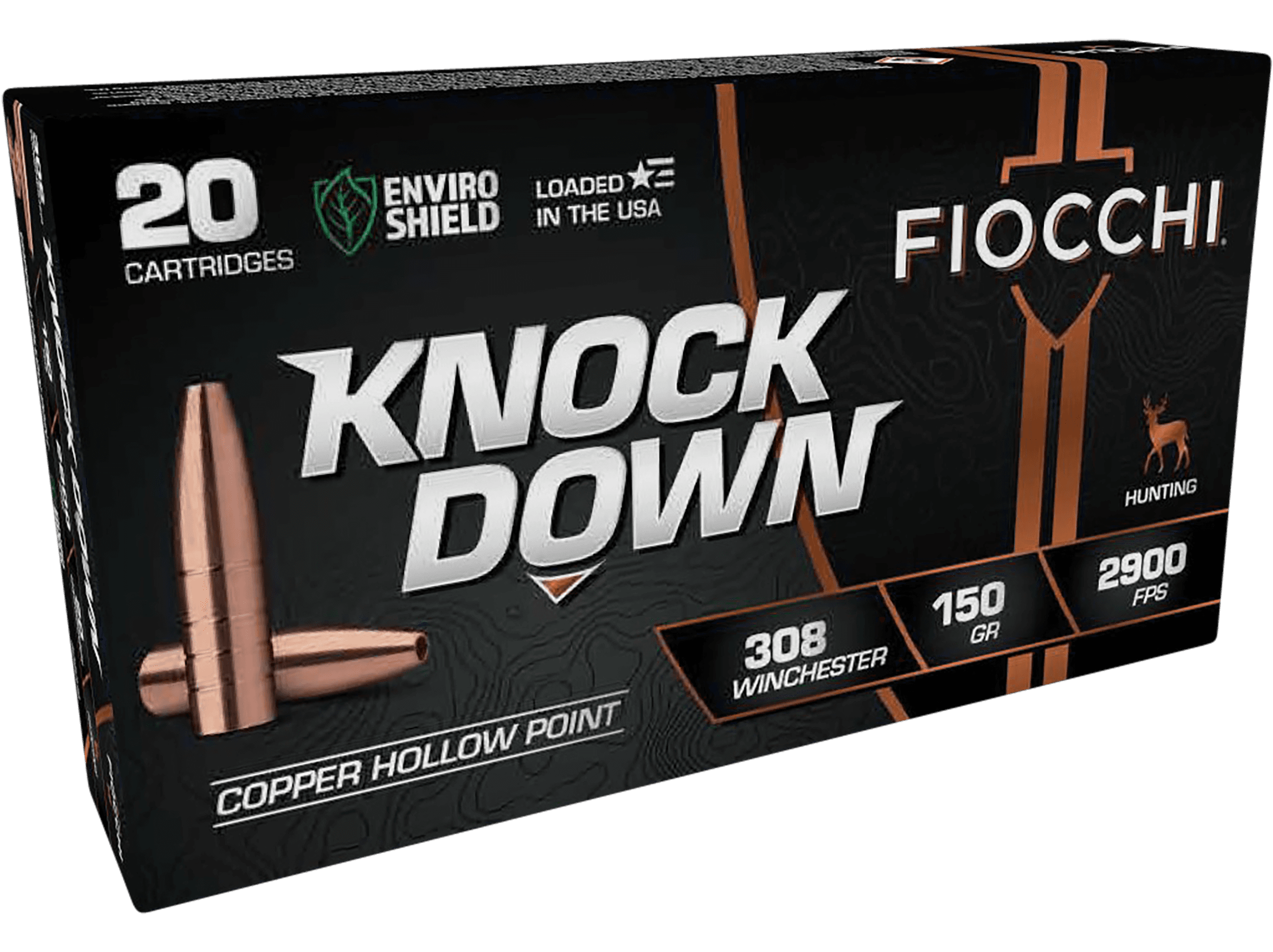 Fiocchi, Knock Down, 308 Winchester, Copper Hollow Point, 150 Grain, 20 Rounds