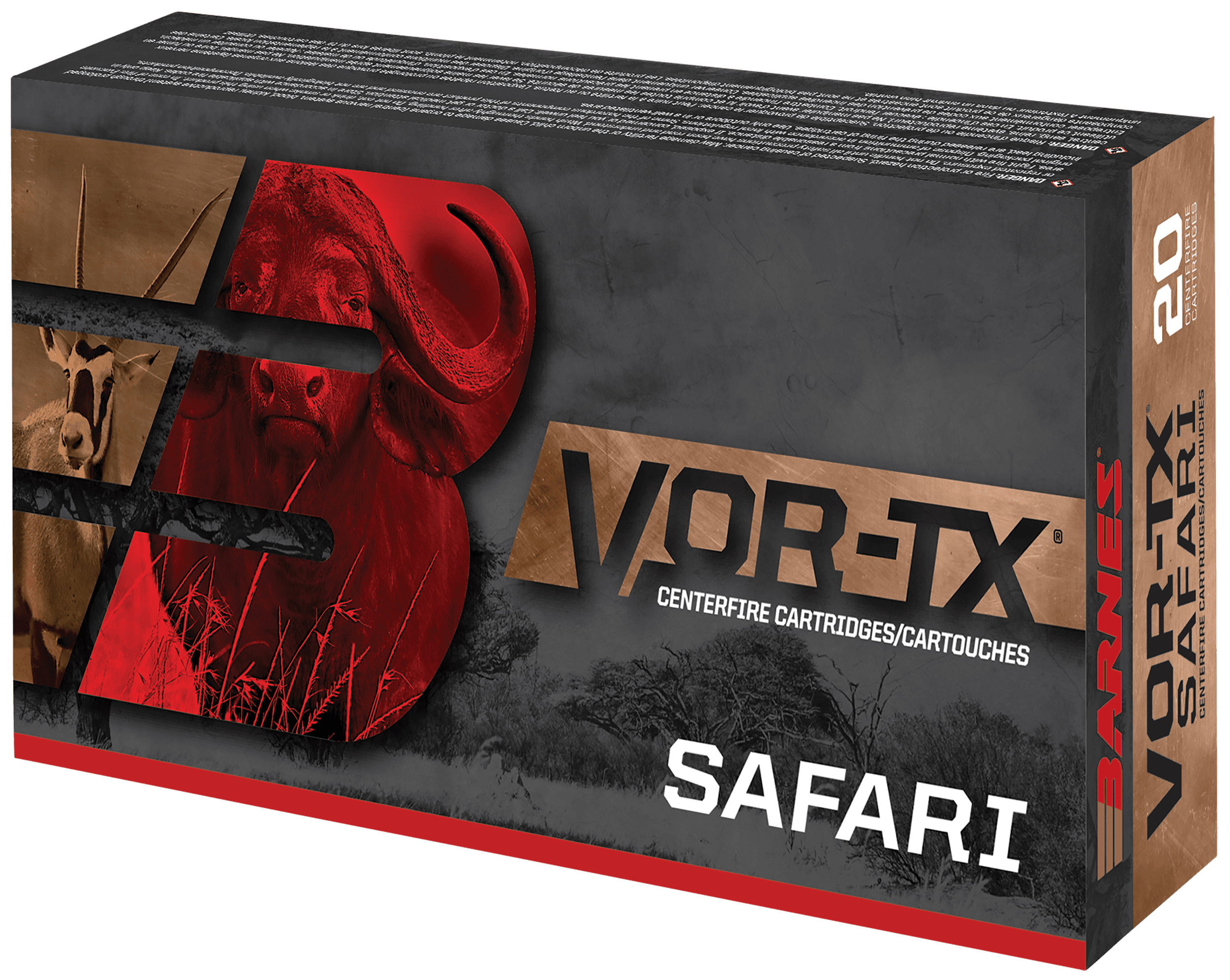 Barnes Bullets VOR-TX Safari 458 Winchester Magnum TSX Flat Base 450 Grain 20 Rounds