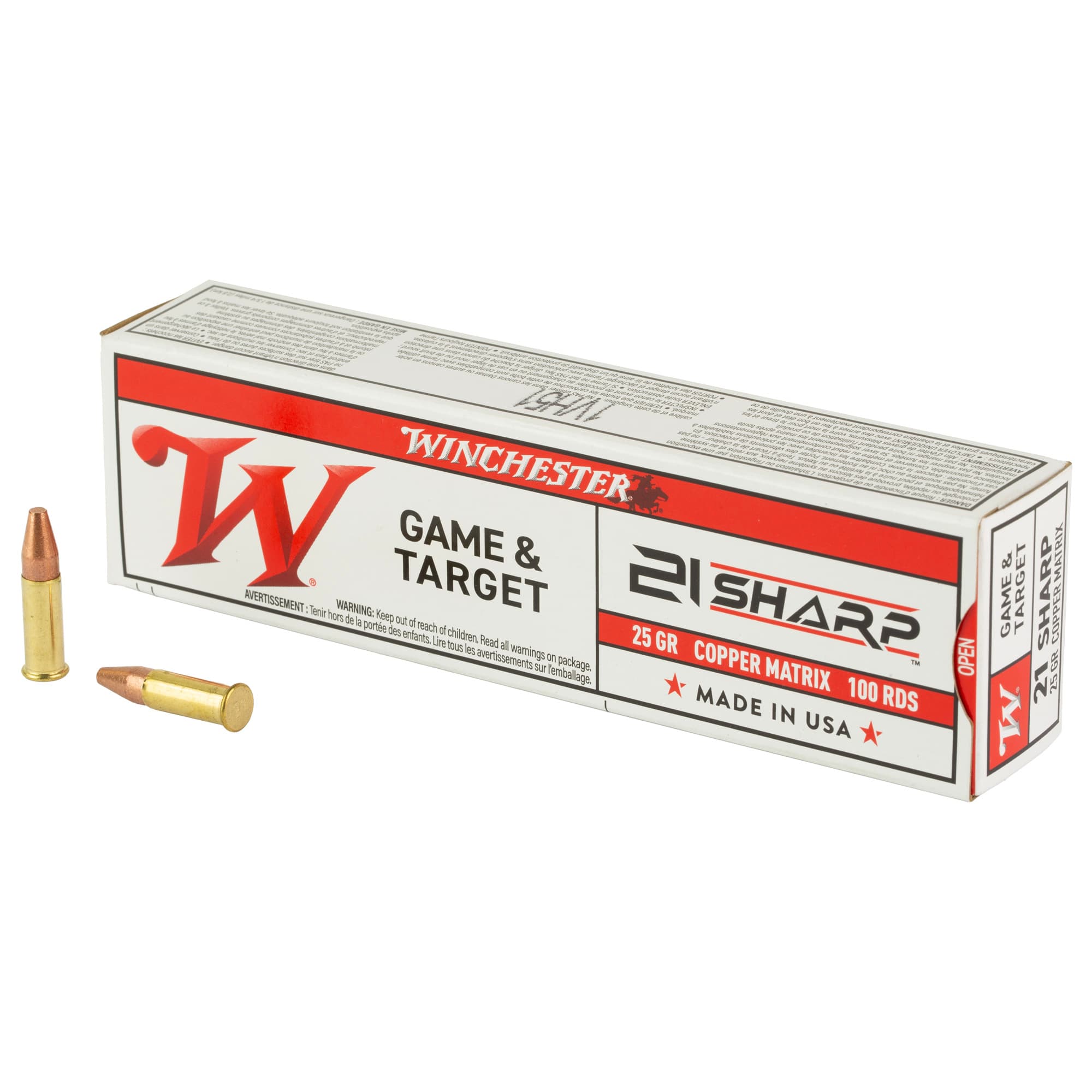 Winchester 21 Sharp Series 21 Sharp Copper Matrix 25 Grain 100 Rounds