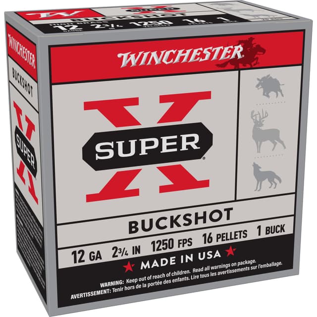 Winchester Super X 12 Gauge Buckshot 1 Buck 16 Grain 25 Rounds