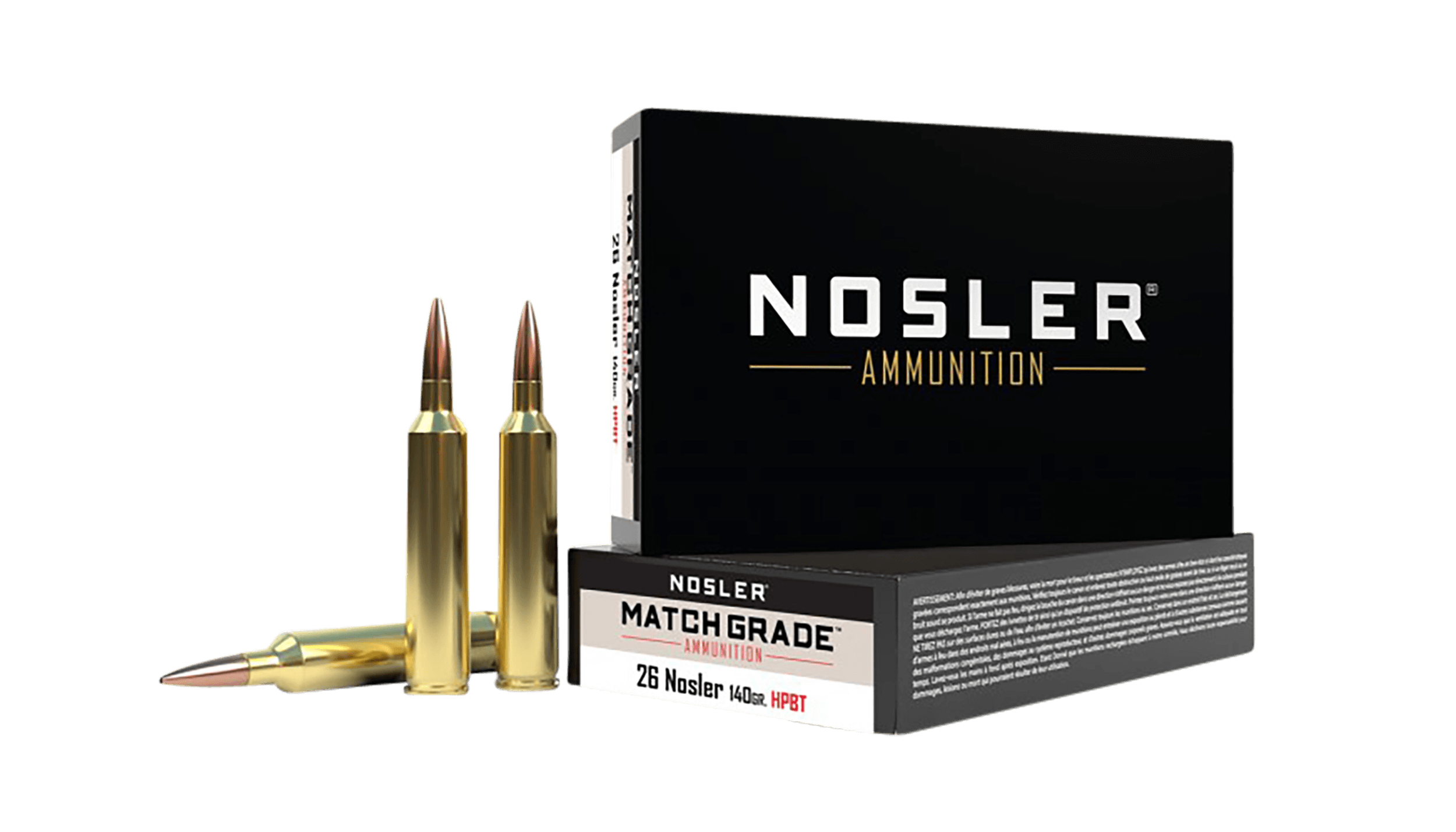 Nosler, Match Grade, 26 Nosler, Custom Competition Hollow Point Boat Tail, 140 Grain, 20 Rounds