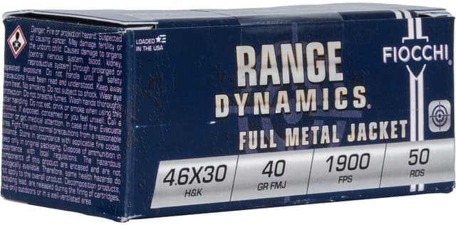 Fiocchi, Range Dynamics, 4.6x30mm H&k, Full Metal Jacket, 40 Grain, 50 Rounds