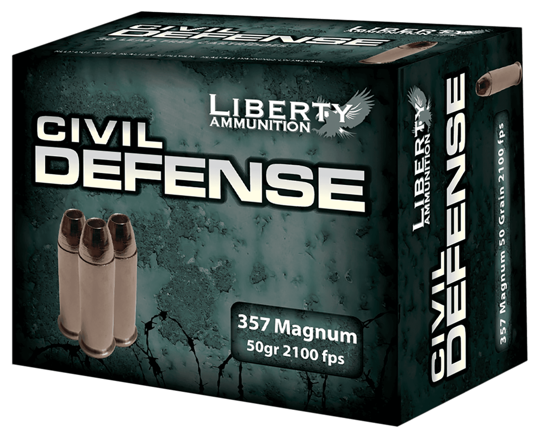 Liberty Ammunition LACD357030 Civil Defense  357Mag 50gr Lead Free Fragmenting Hollow Point 20 Rounds