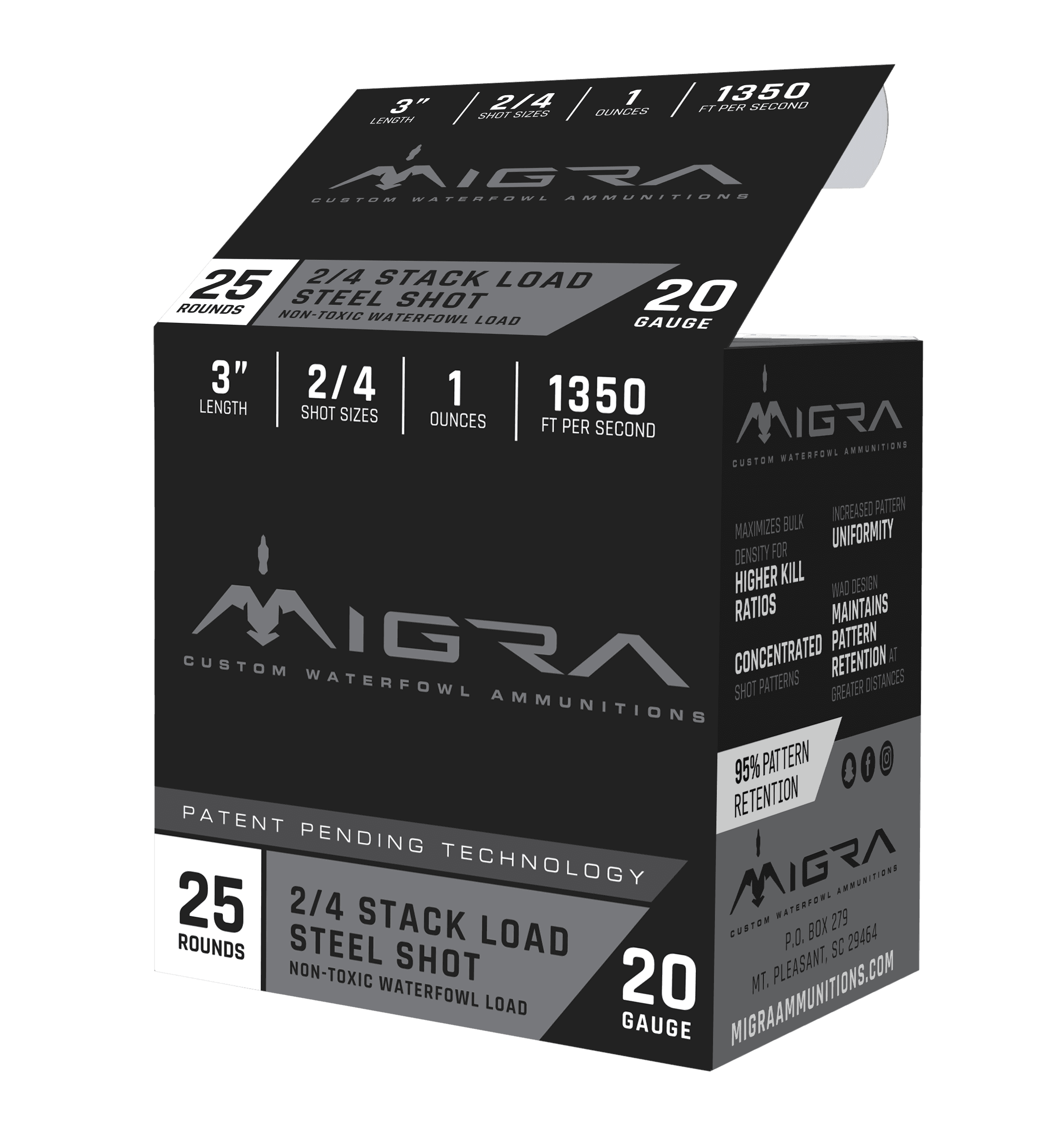 Migra Ammunitions, Migra Staxd Shotgun Ammo, 20 Gauge, Shot, 1 oz, 25 Rounds