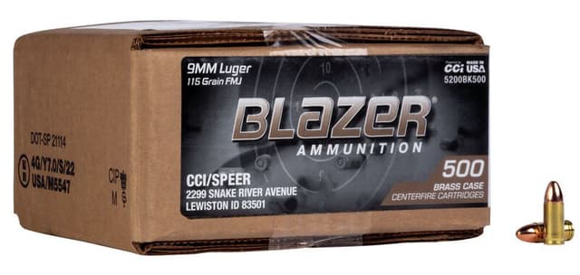 Blazer Brass 9mm 115gr Fmj 500rd Box